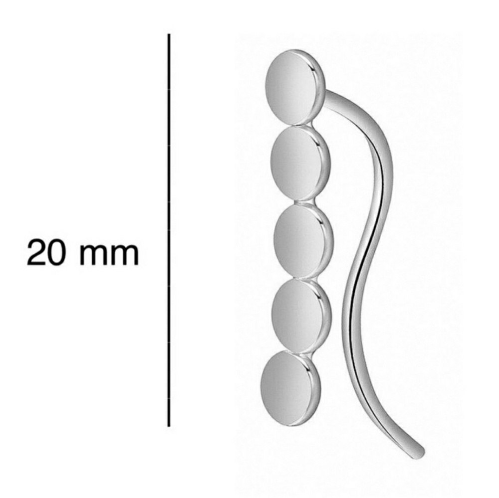 Silver Tone Circle Ear Climber Sweep Earrings - Picture 5 of 6